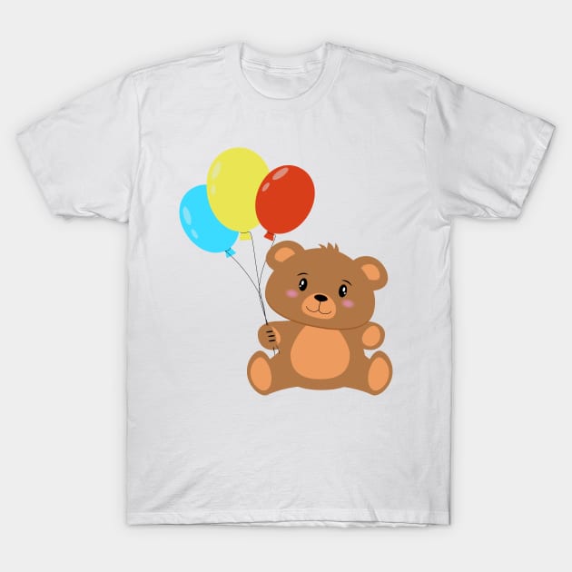 Teddy bear with balloons for children's birthday T-Shirt by IDesign23